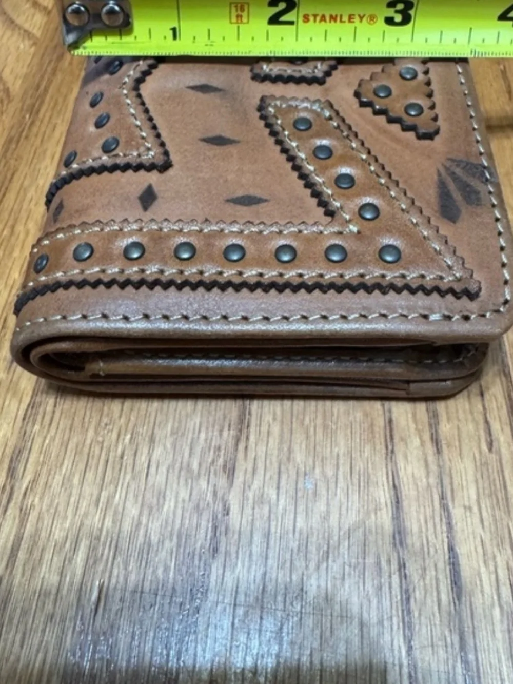 STS Ranchwear Brown Leather Studded Western Wallet - Picture 5 of 6